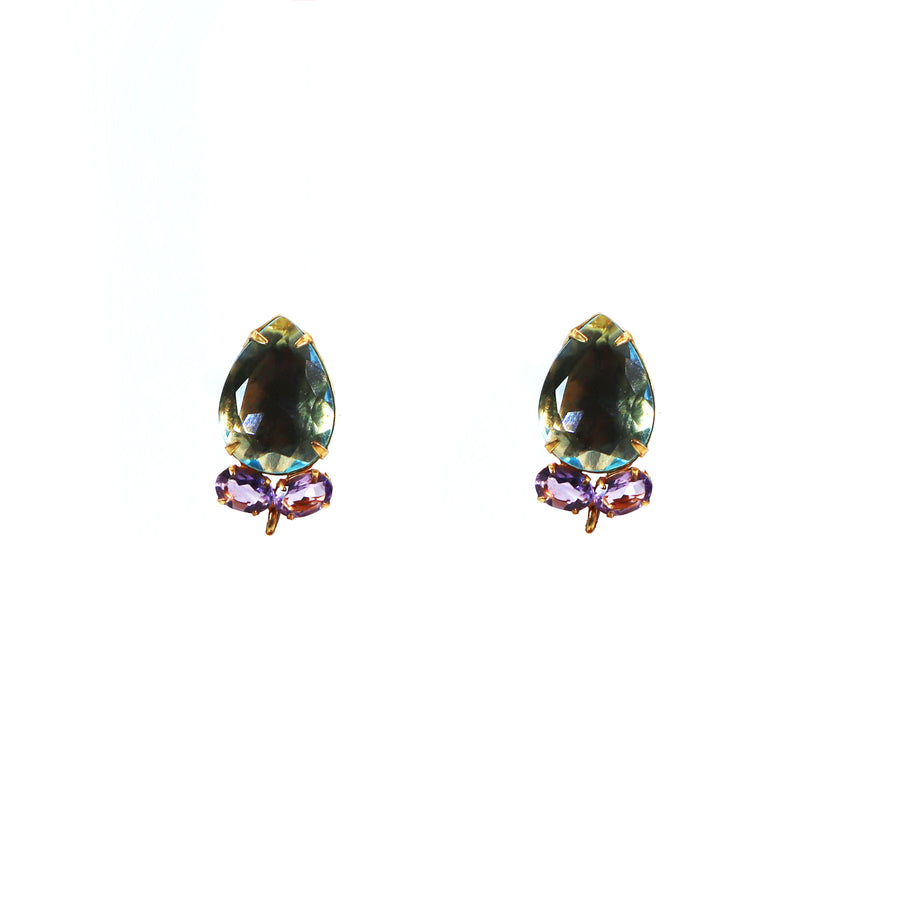 Amethyst & Blue Quartz Earrings
