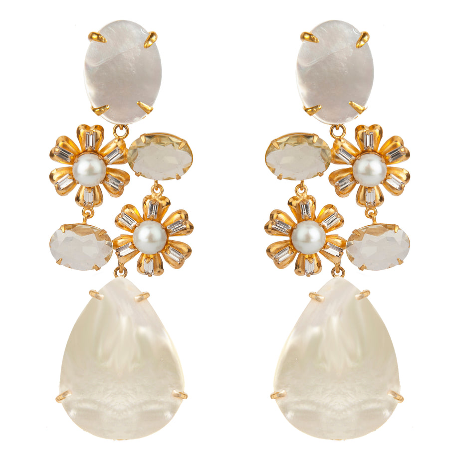 Mother of Pearl Flower Earrings
