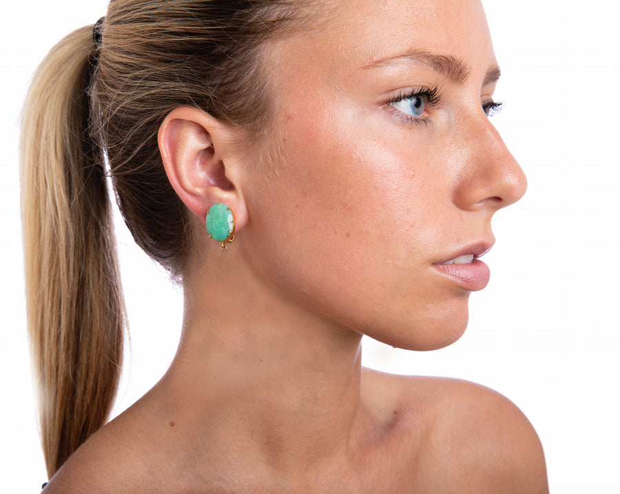 Chrysoprase & Iolite Earrings