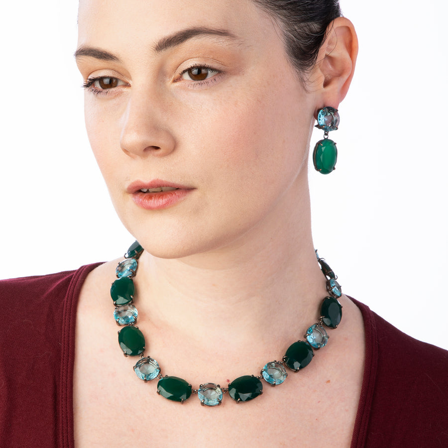 Blue Quartz & Green Onyx Necklace