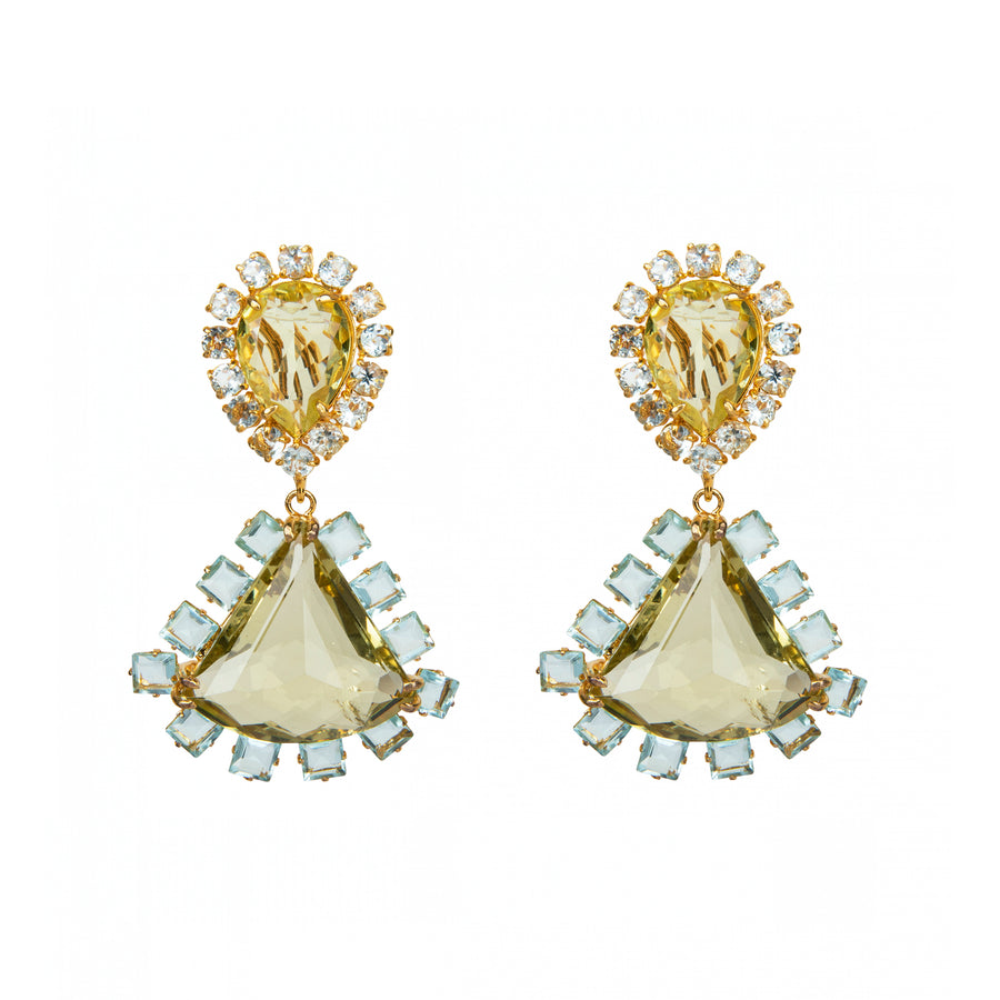 Lemon Quartz & Blue Topaz Earrings