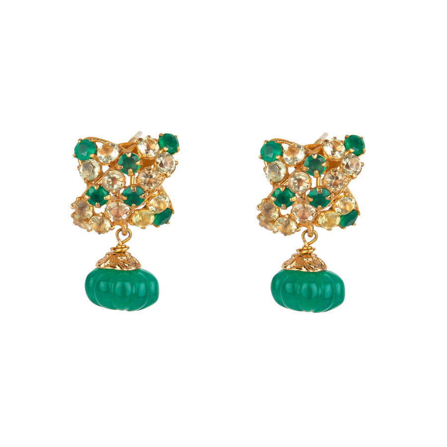 Carved Green Onyx Earrings