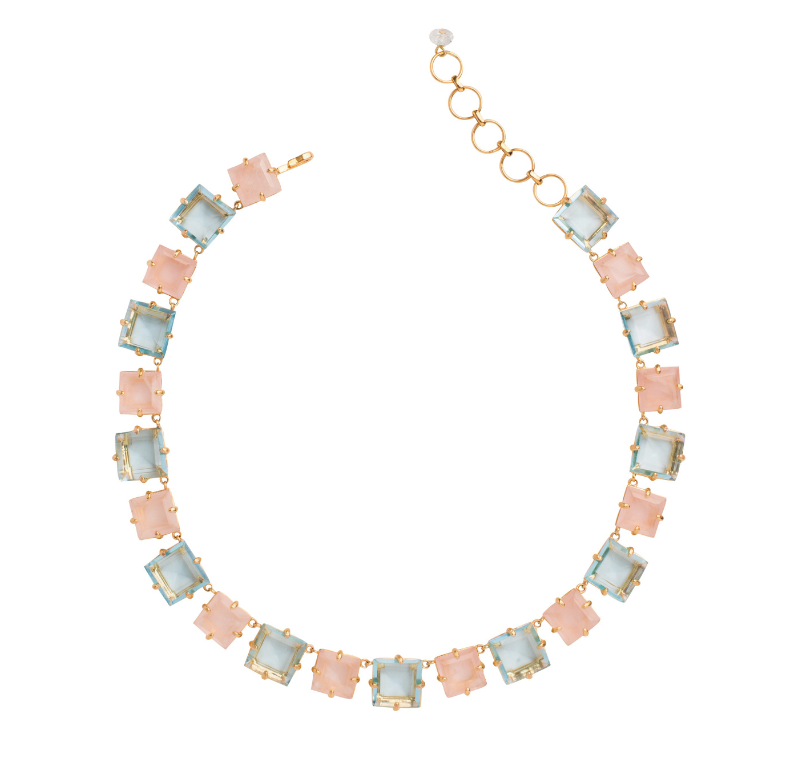 Riviere Rose Quartz & Blue Quartz Necklace