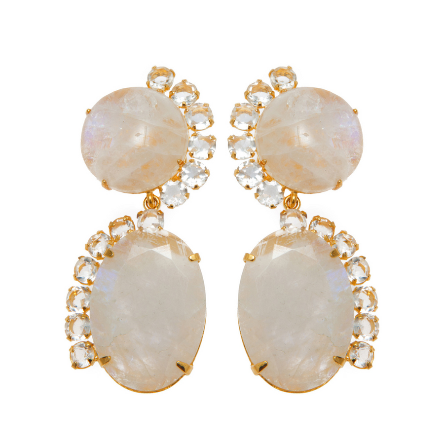 Moonstone & White Topaz Convertible Earrings