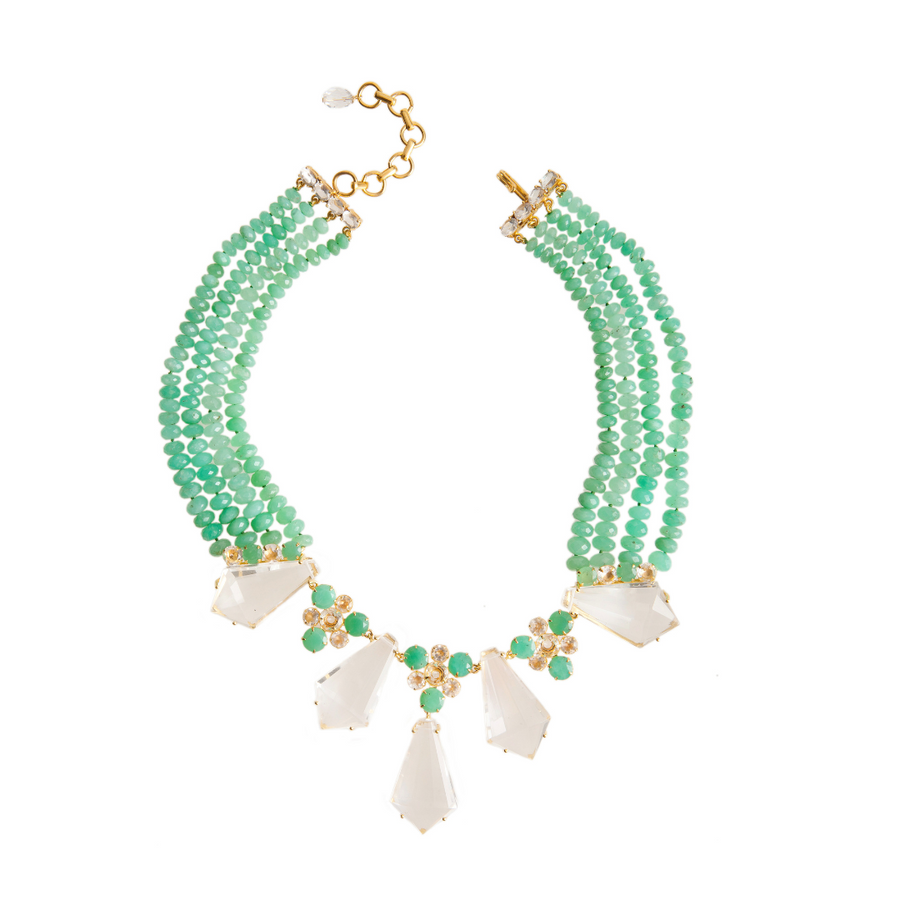Chrysoprase & Clear Quartz Necklace