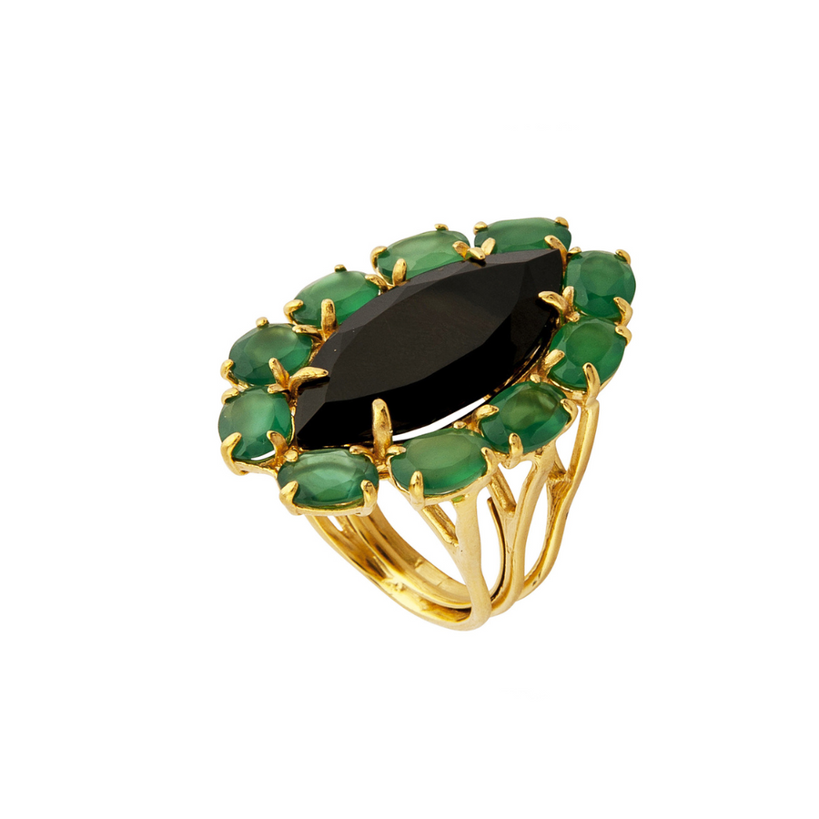 Black & Green Onyx Ring