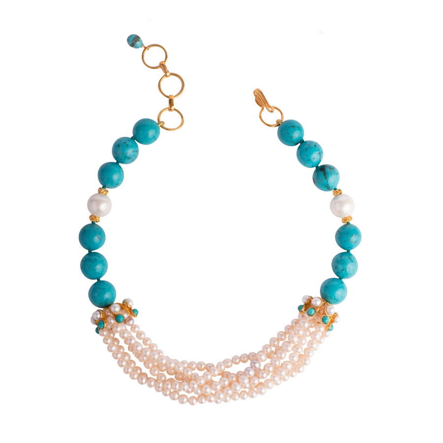 Shell Pearl & Turquoise Necklace