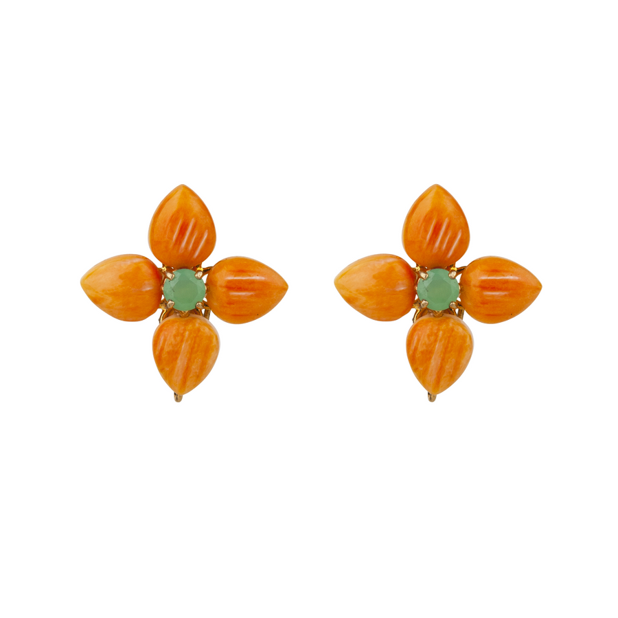 Spiny Oyster Shell & Chrysoprase Earrings