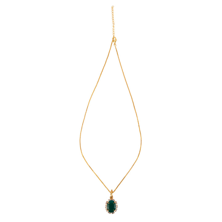 Green Onyx & Clear CZ Necklace