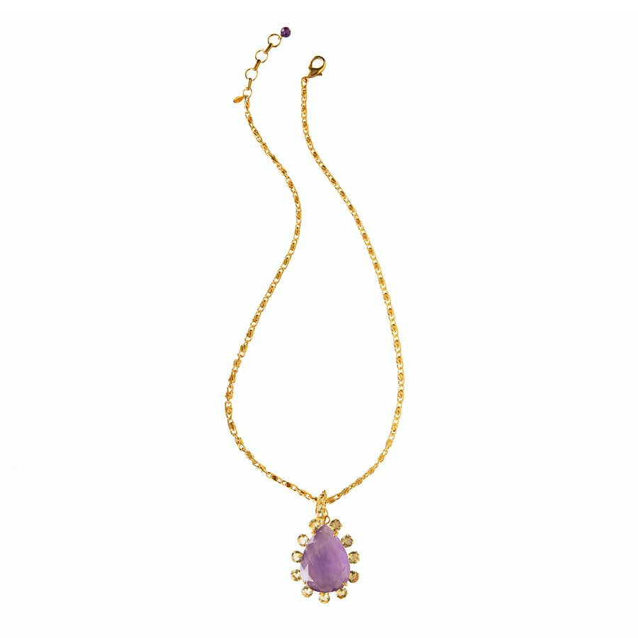 Amethyst & Lemon Quartz Chain Necklace (more colors)