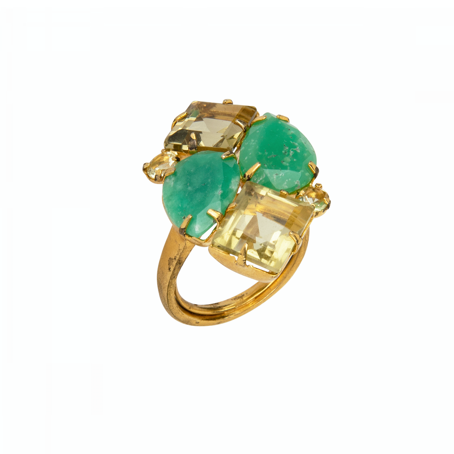 Chrysoprase & Lemon Quartz Ring