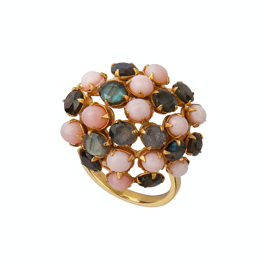 Pink Opal & Labradorite Ring
