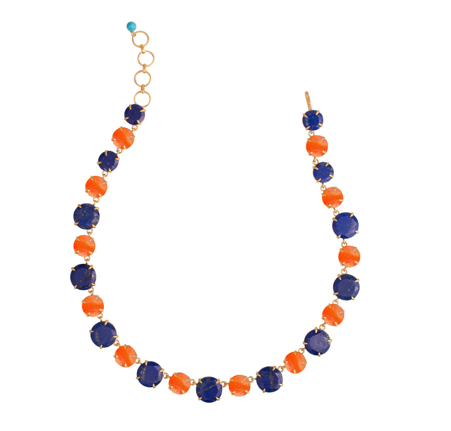 Lapis & Orange Sea Shell Necklace
