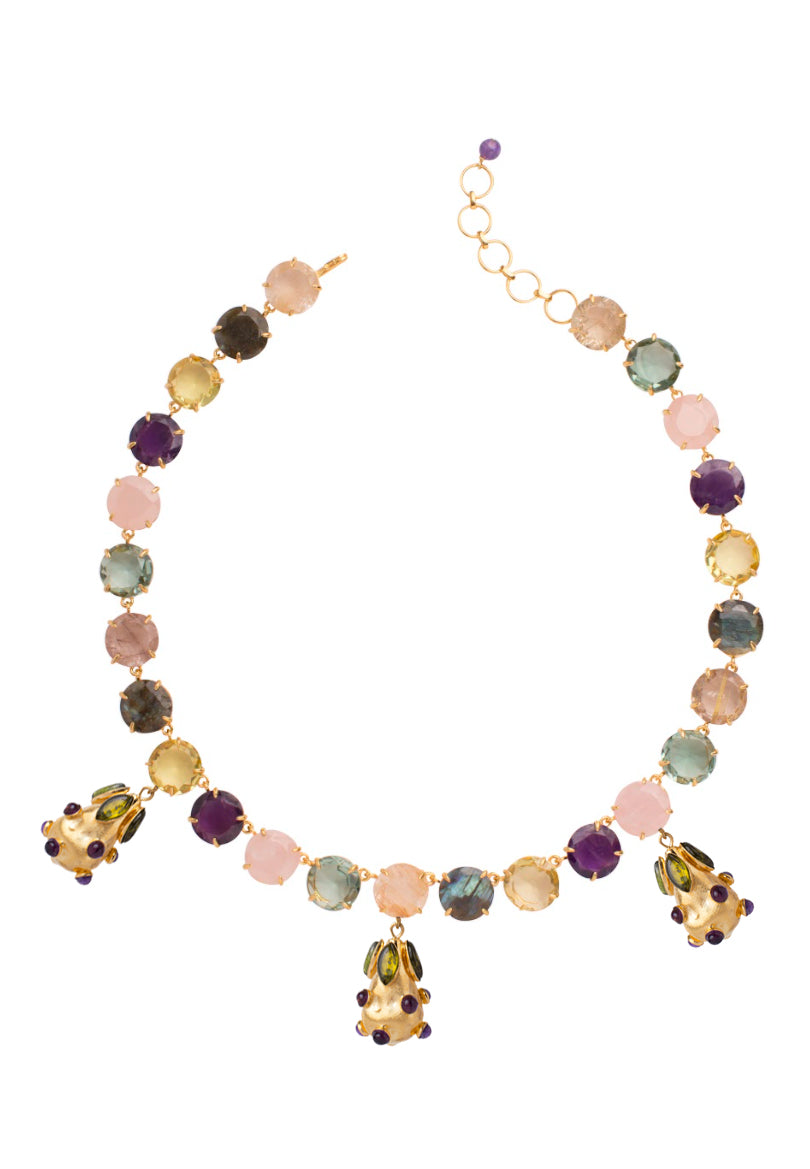 Multicolor With Amethyst & Peridot Drop Necklace