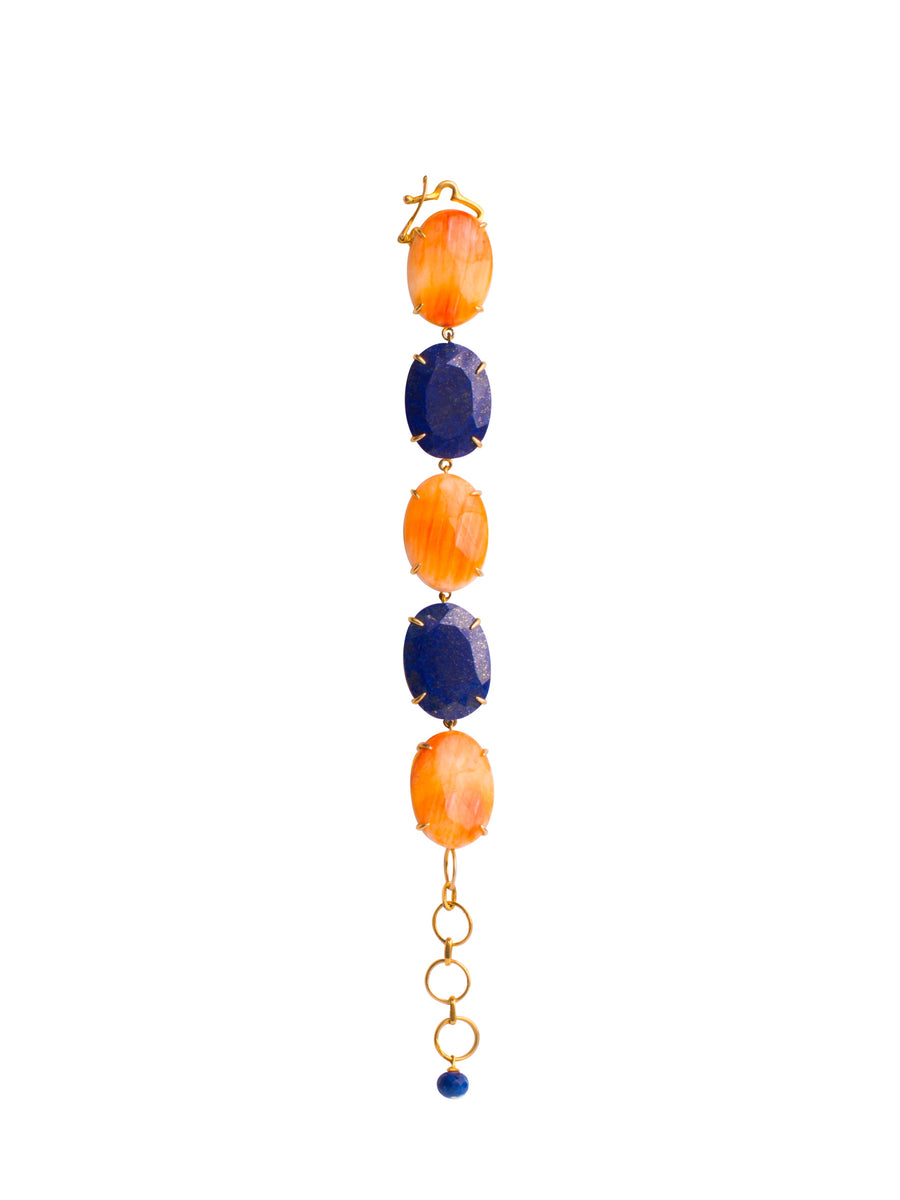 Lapis & Orange Sea Shell Bracelet