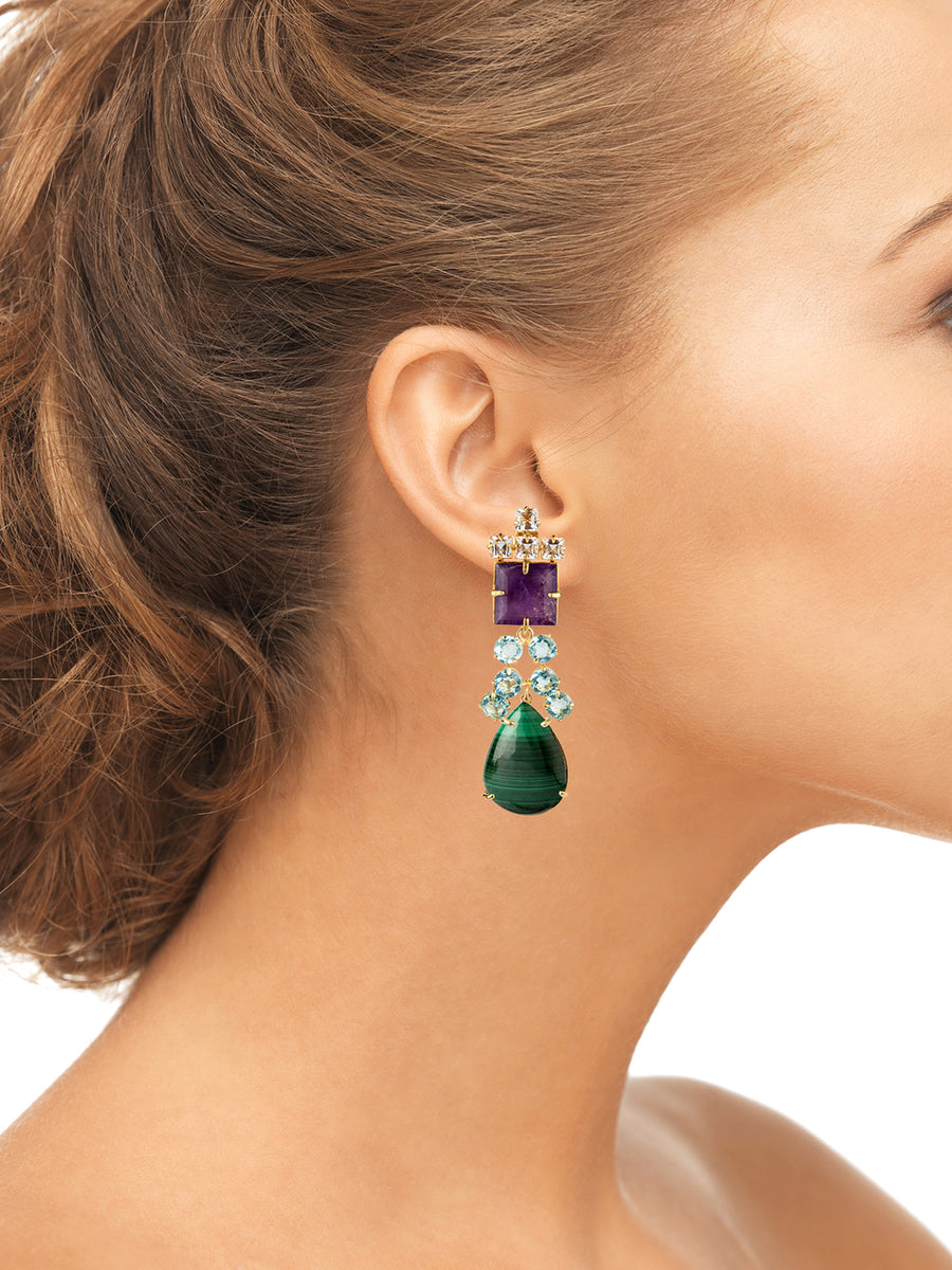 Amethyst & Malachite Earrings (more colors)
