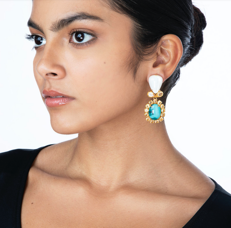 Mother Of Pearl & Turquoise Earrings