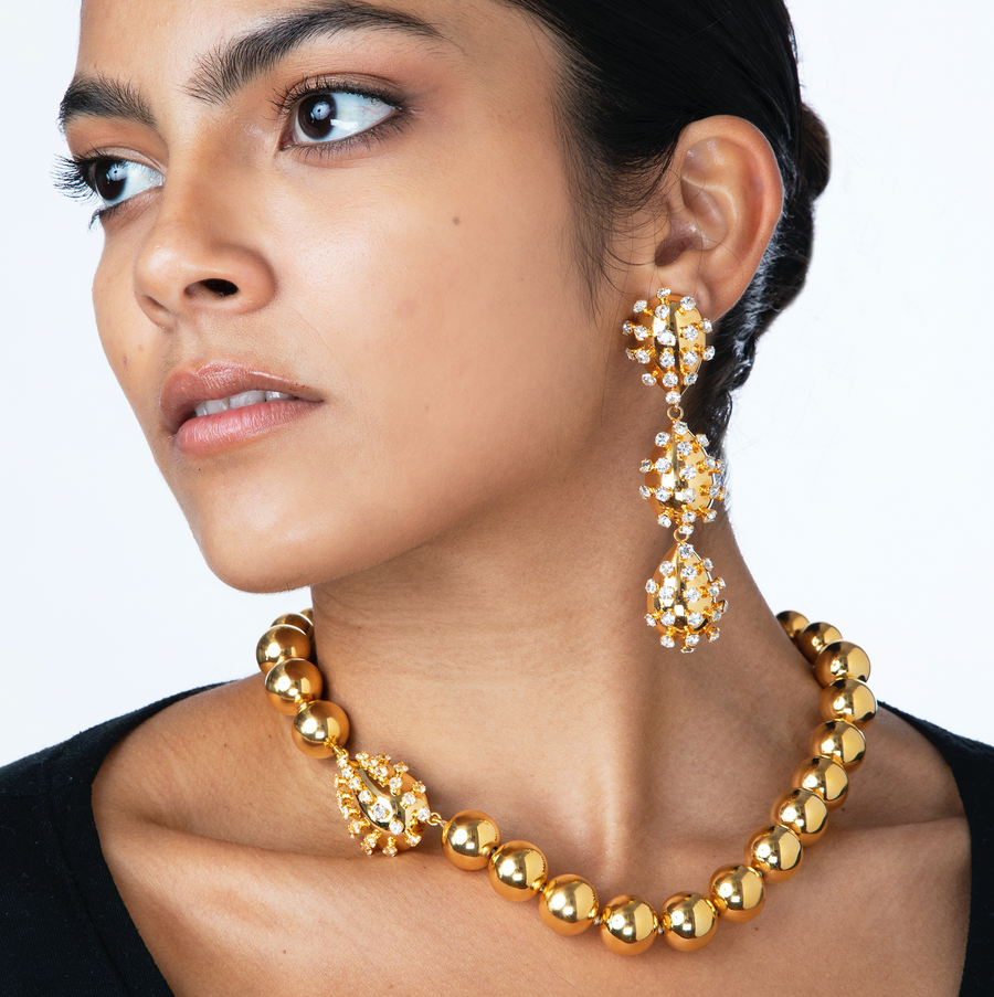 Gold Plated Metal Beads Necklace