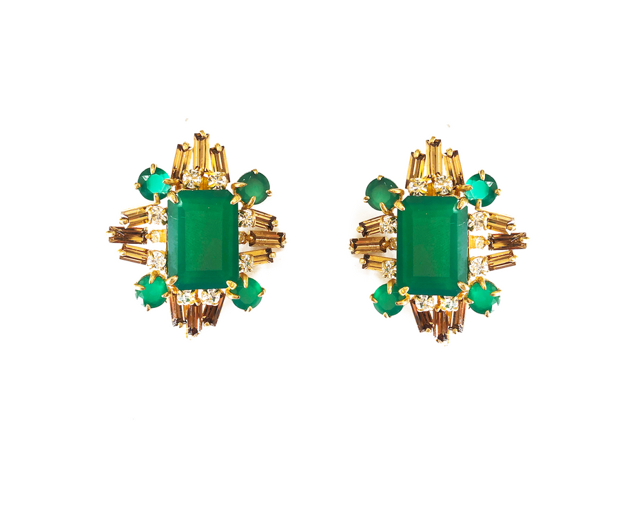 Green Onyx Baguettes Earrings
