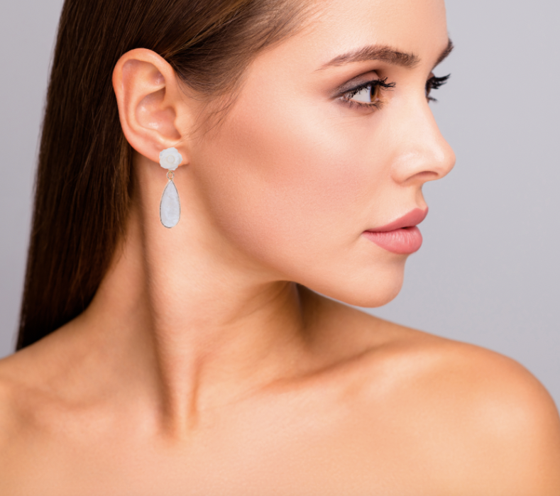 White Shell M.O.P Flower Earrings