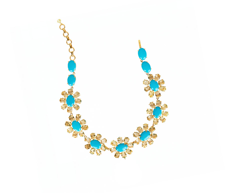 Turquoise & Lemon Quartz Necklace