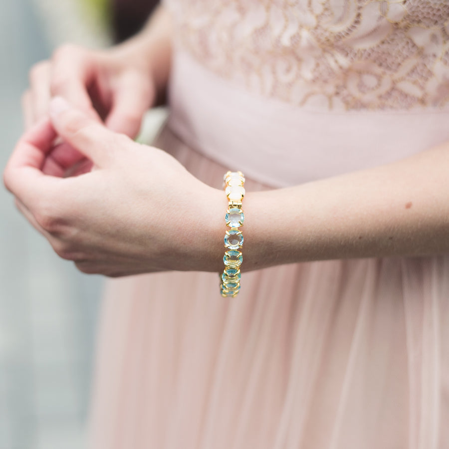 Blue Quartz & Rose Quartz Bangle