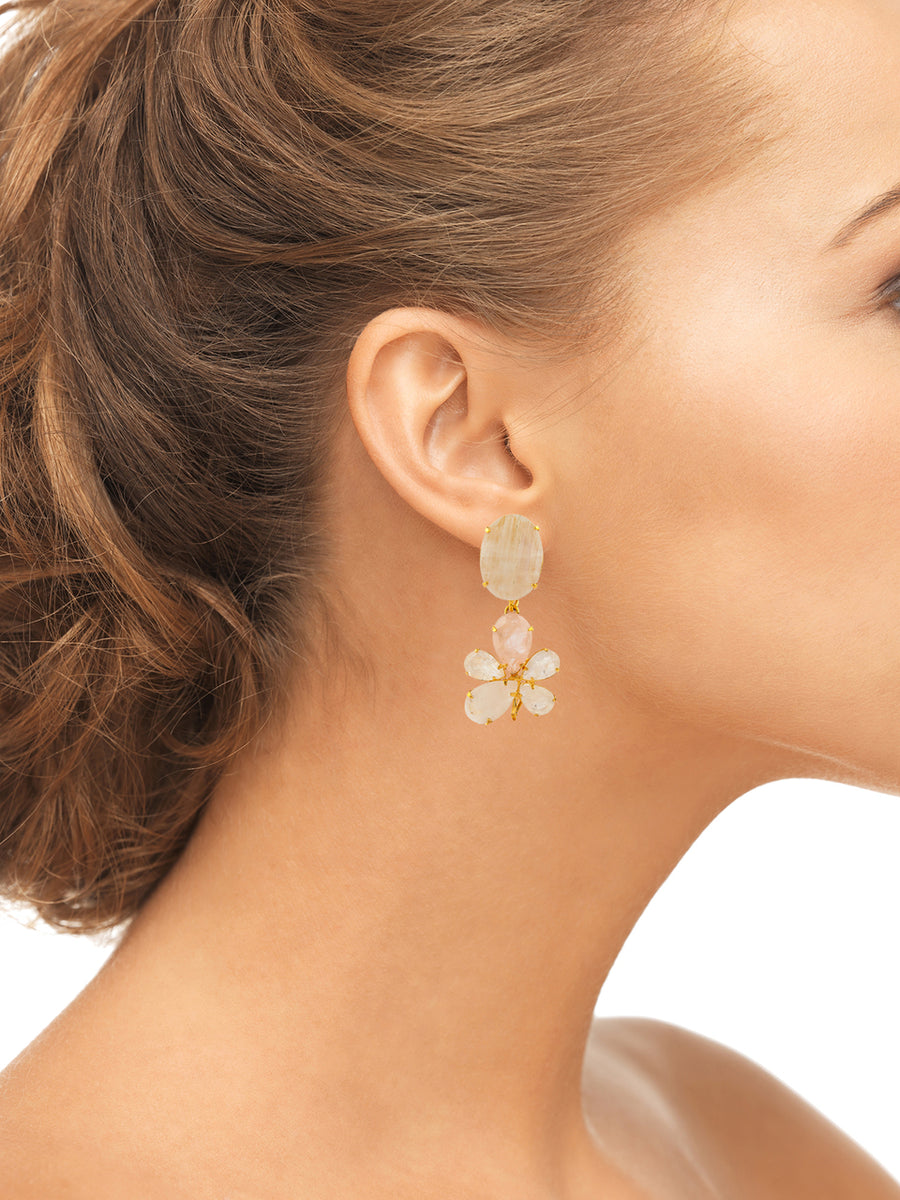 Rose Quartz & Moonstone Earrings